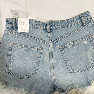 Zara Women's Distressed Blue Denim Shorts